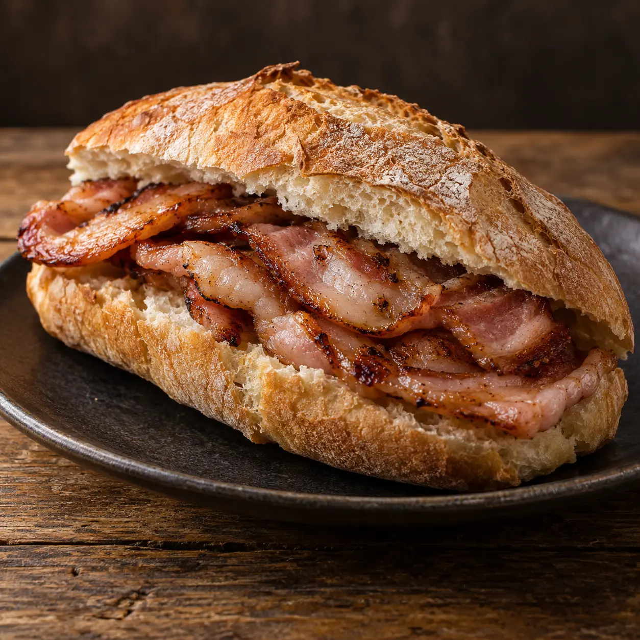 Bocadillo de beicon en Pan de Carral