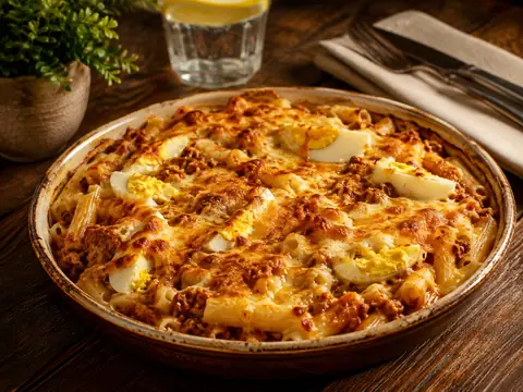 Macarrones al horno gratinados con queso